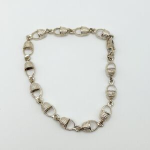 Sterling Silver 925 Basket Link Tennis Bracelet 7.75” Vintage Style